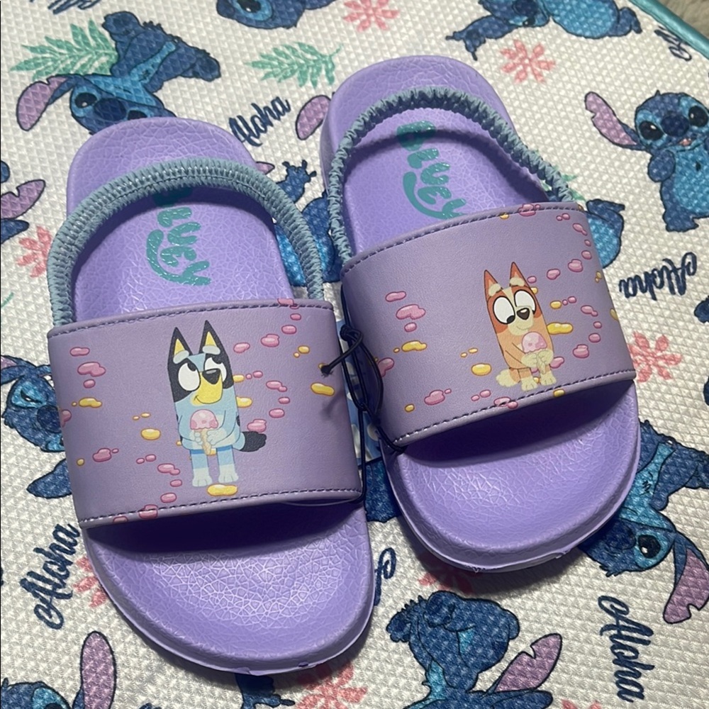 Kids Purple Bluey Slide Sandals